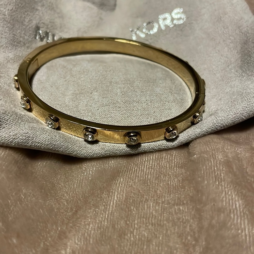 Michael Kors Gold Bangle with Cubic Zirconia Studs